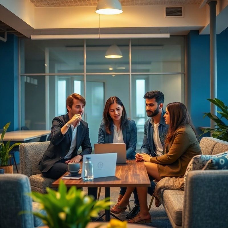 Equipo pequeño de Pulsefpulse en espacio de coworking en Buenos Aires